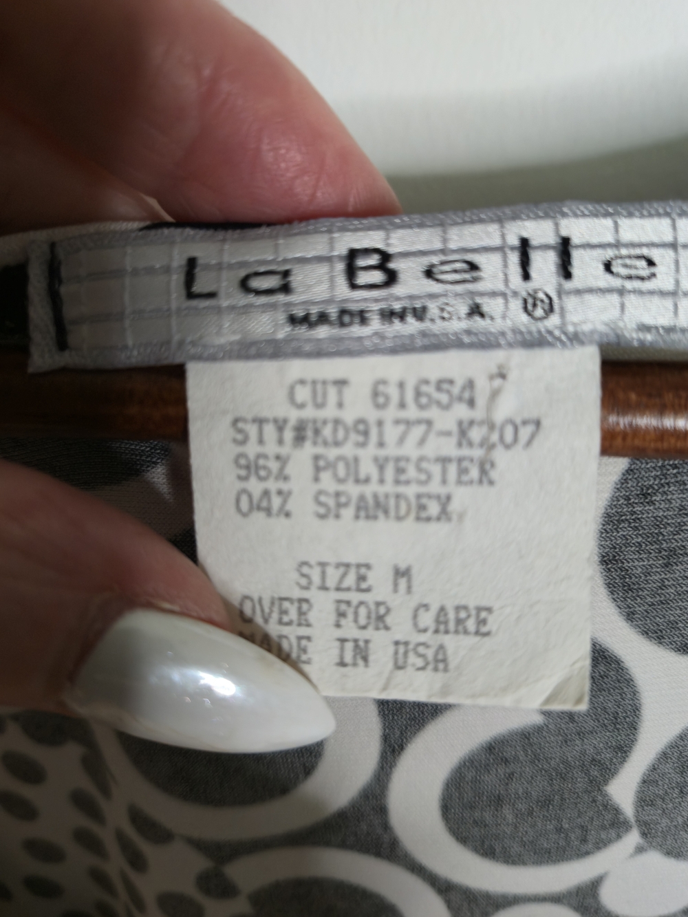 La Belle Black & White Geometric Polka Dot Faux Wrap Lightweight Dress Size M - Picture 5 of 10